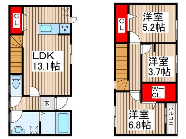 リーブルファイン南荻島の物件間取画像